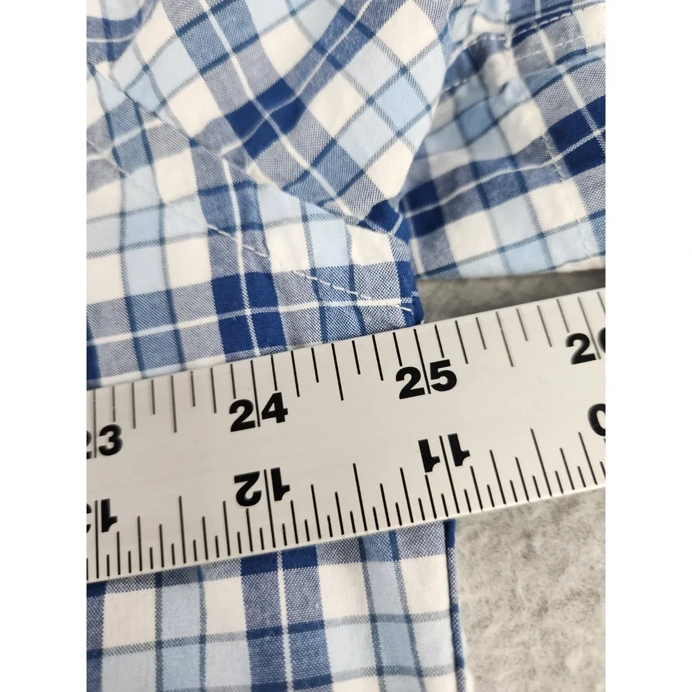 Tommy Hilfiger Short Sleeve Button Down Shirt Plaid Striped Blue Eyes Pop Men XL